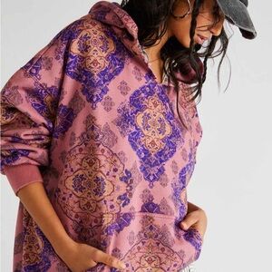 We The Free Pink and Purple Patterned Hoodie